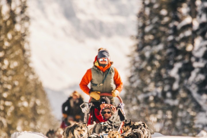 a man riding on the snow