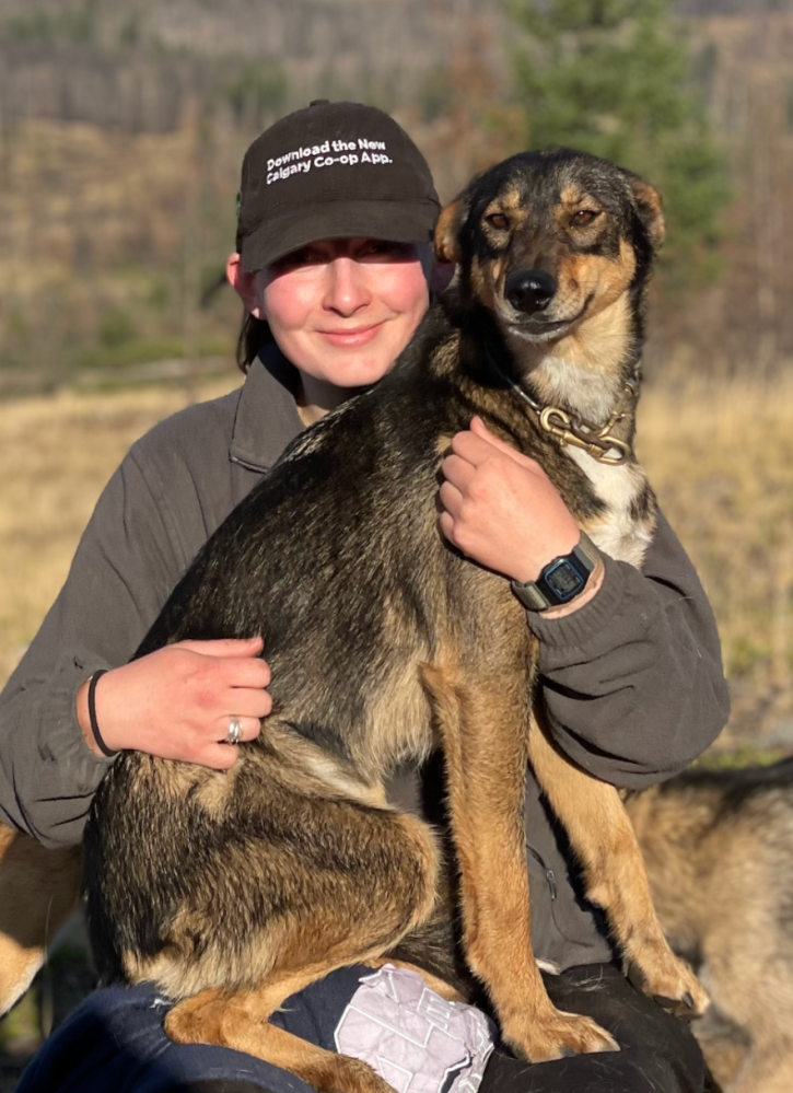 a person holding a dog